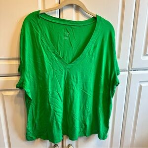 a new day Bright Green V-Neck Relaxed Short Sleeve Tee
